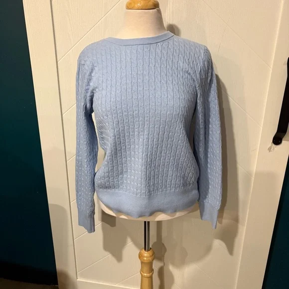 Old Navy sosoft lite blue size L blue cable knit crew neck sweater preppy casual - Picture 2 of 6